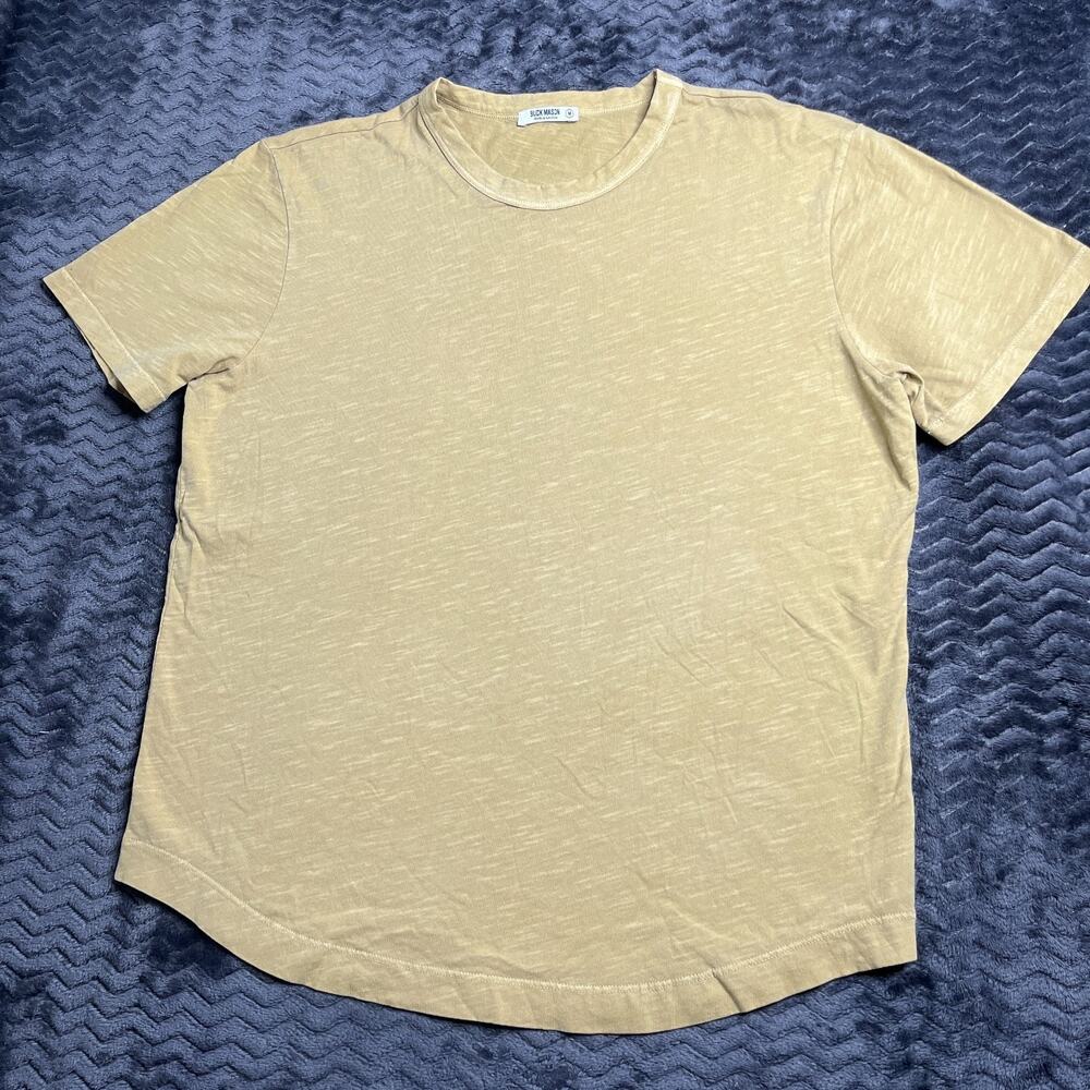 Buck Mason Slub curved hem Mustard Yellow Tee Shirt M
